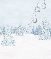 Papier peint montagnes télécabine bleu