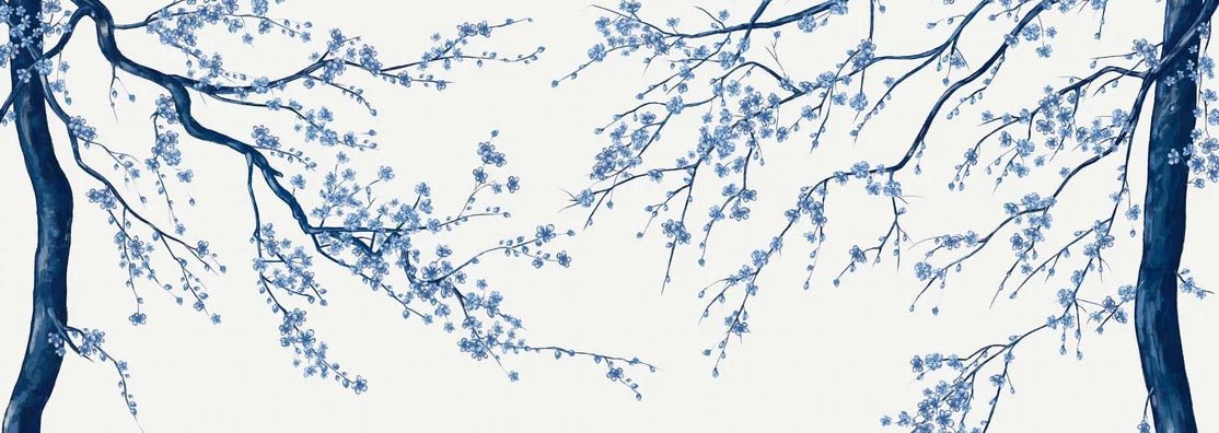 Papier peint panoramique fleur Sakura blanc