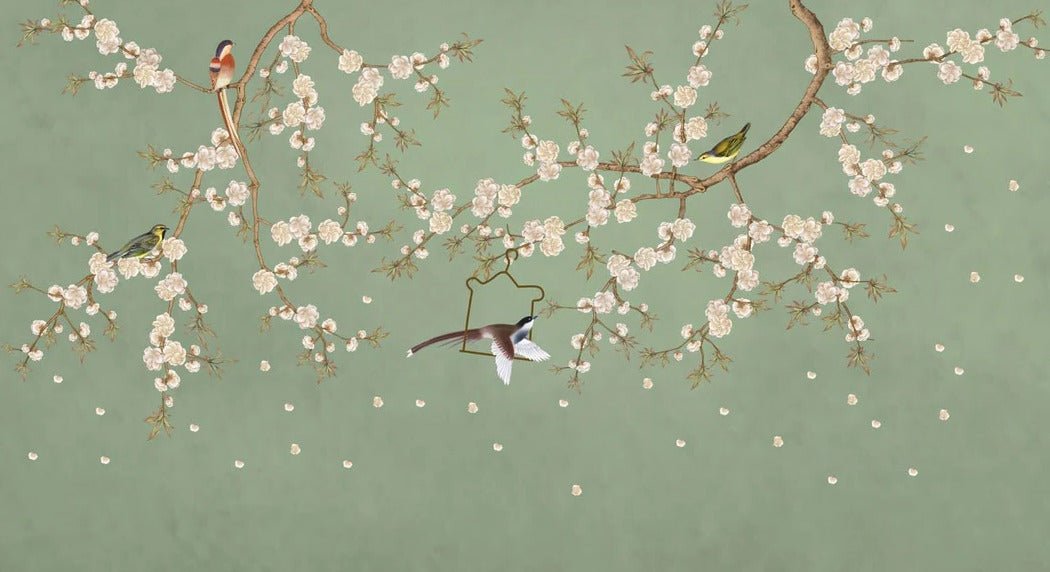 Zen sakura green wallpaper, XXL, tendance