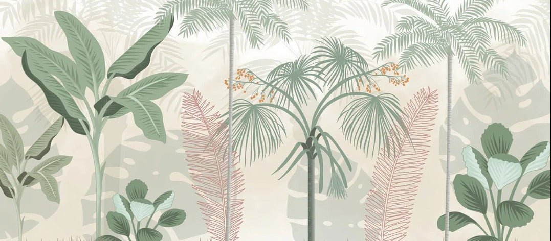 Papier peint panoramique jungle pastel