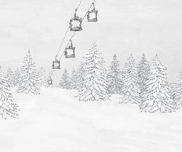 Papier peint montagne télécabine noir & blanc