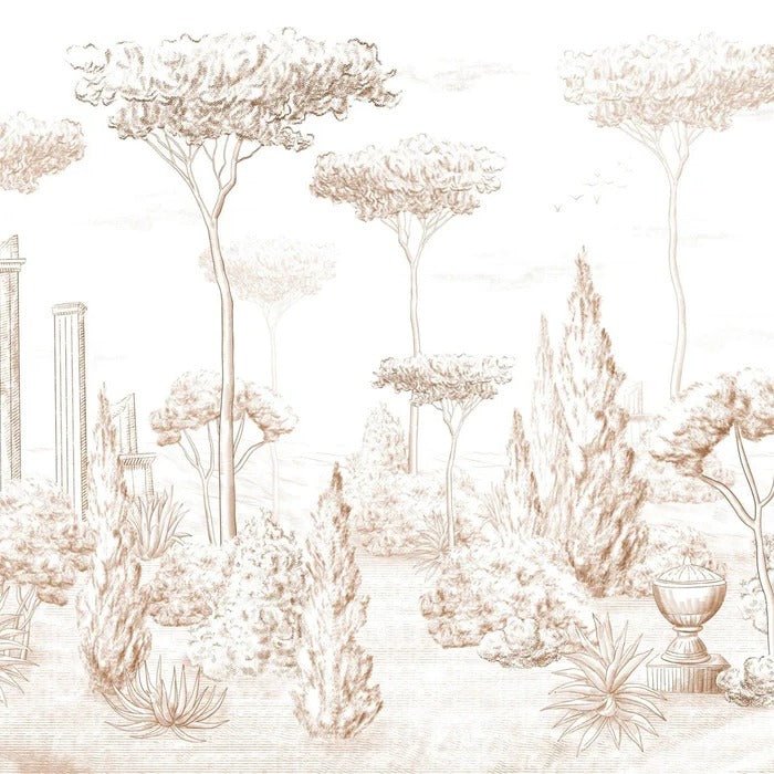 Papier peint style romain pinède sépia, XXL, tendance