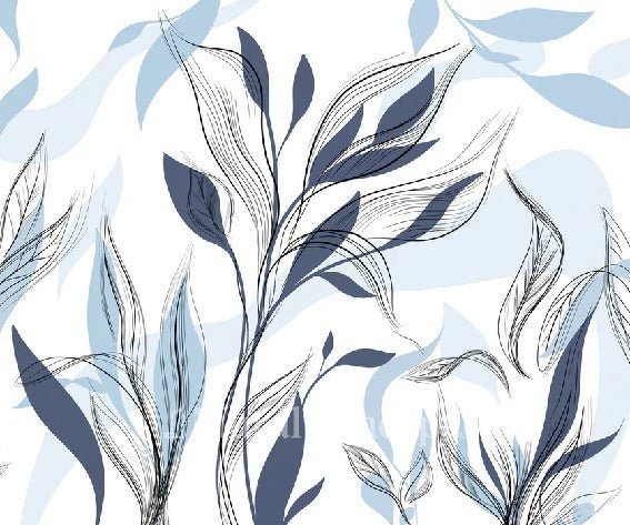 Papier peint fleur graphique bleu