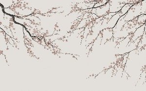 Papier peint panoramique Sakura beige, XXL, tendance