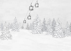 Papier peint montagne télécabine noir & blanc