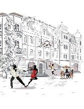 Papier peint panoramique balade parisienne, XXL, tendance