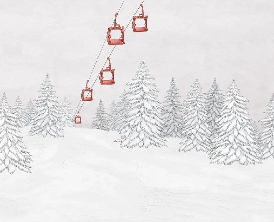 Papier peint montagne télécabine rouge, XXL, tendance