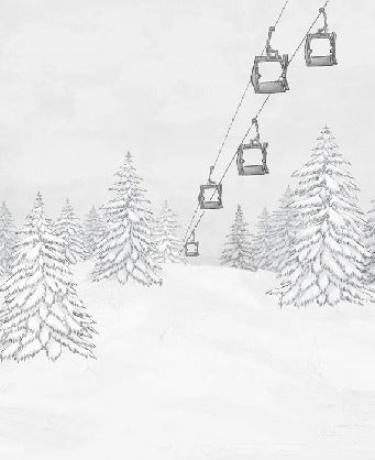 Papier peint montagne télécabine noir & blanc
