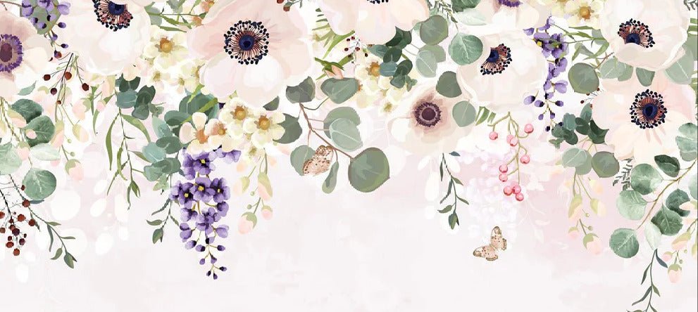 Papier peint salle de bain fleurs merveilleuses, XXL, tendance