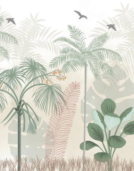Papier peint panoramique jungle pastel