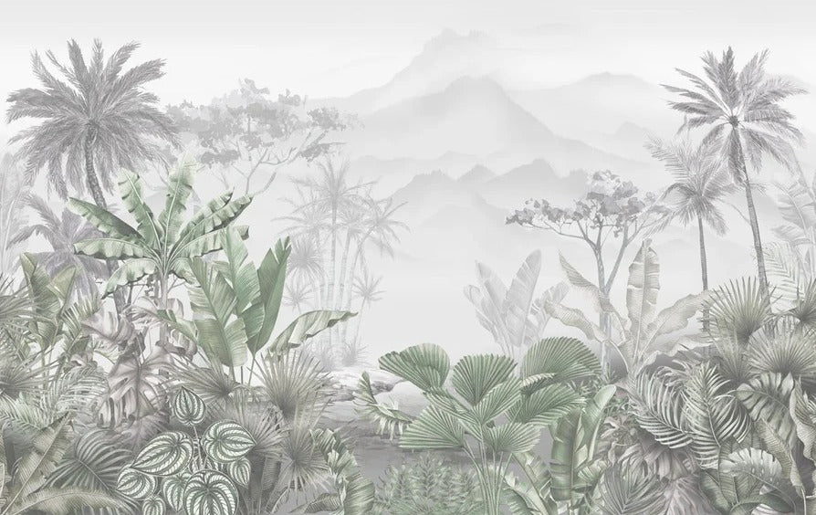 Papier peint tendance tropical vert