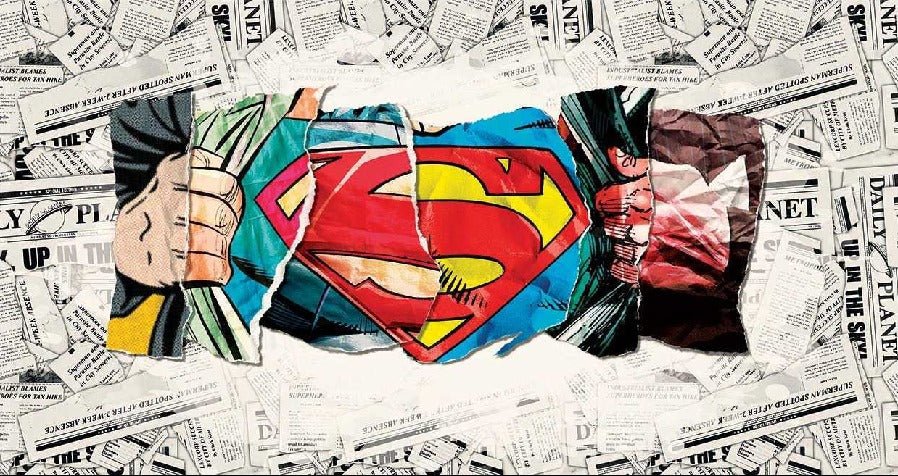 Papier peint panoramique héro superman BD ecu S journal presse