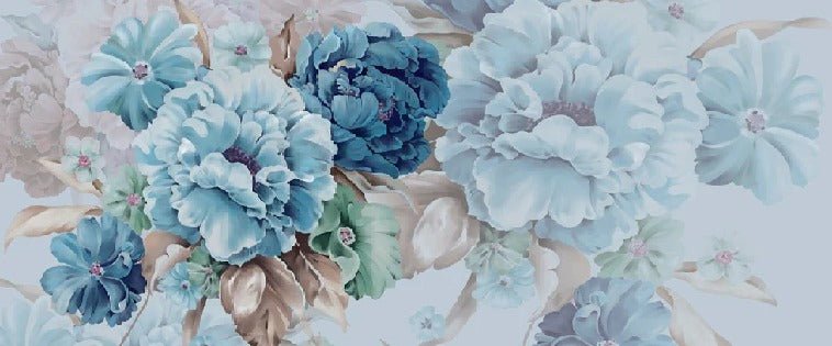 Papier peint fleurs bleues