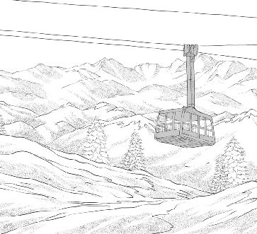 Papier peint La Plagne télécabine noir et blanc