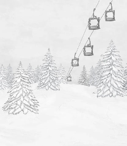 Papier peint montagne télécabine noir & blanc