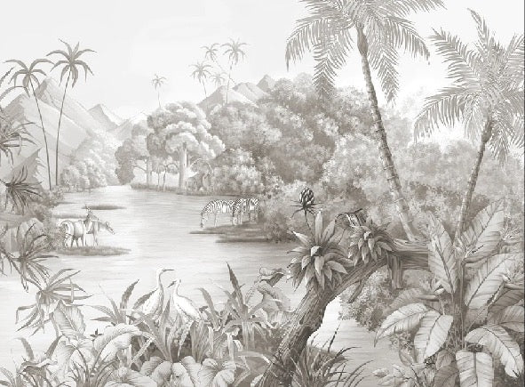 Papier peint panoramique jungle pittoresque