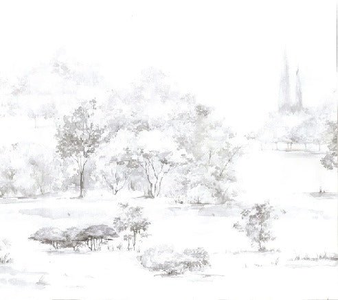 Papier peint forêt de pin aquarelle