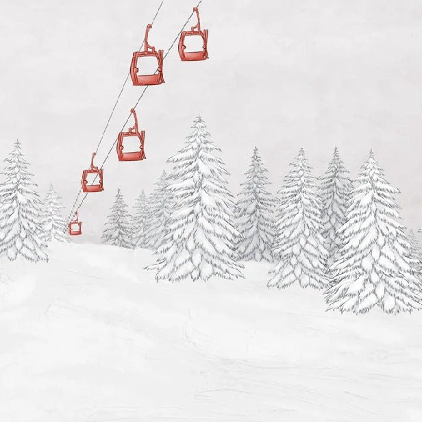 Papier peint montagne télécabine rouge