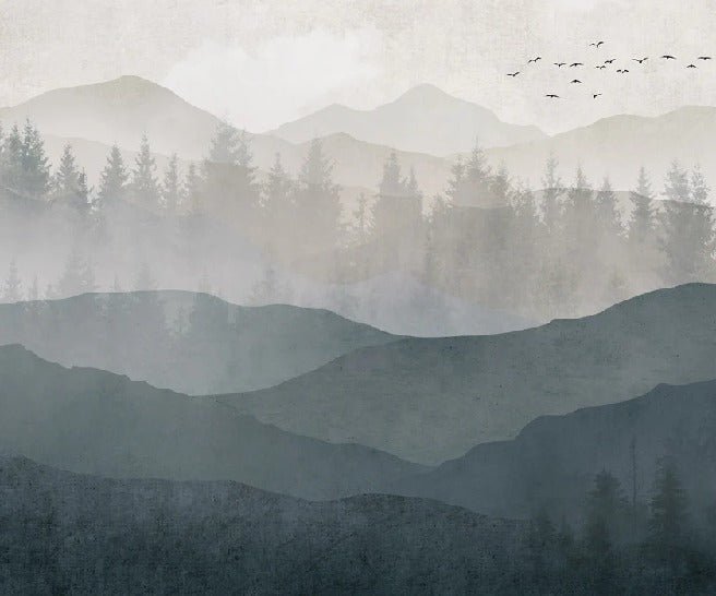 Papier peint panorama nature noir et blanc, XXL, tendance