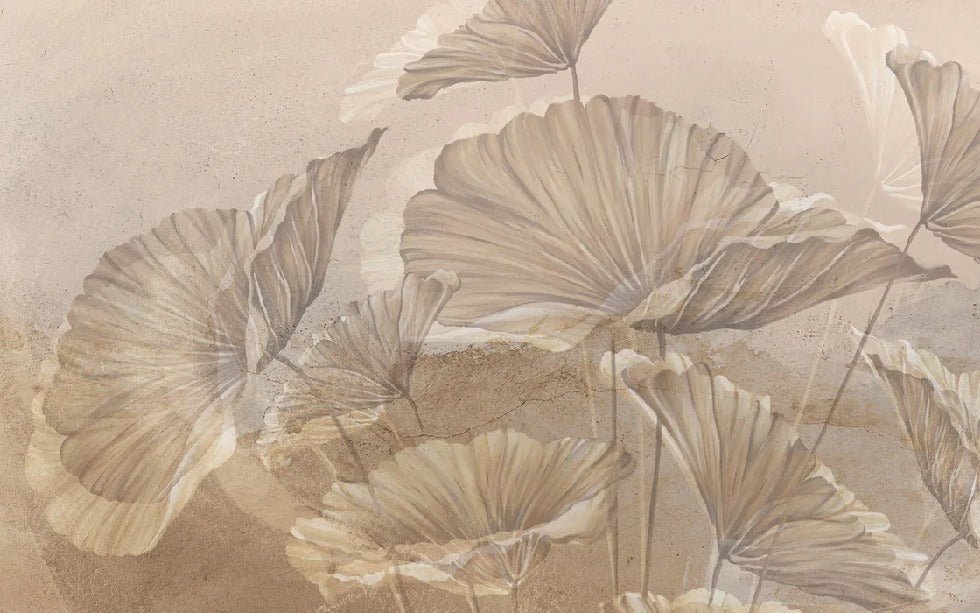 Papier peint panoramique lotus sepia, XXL, tendance