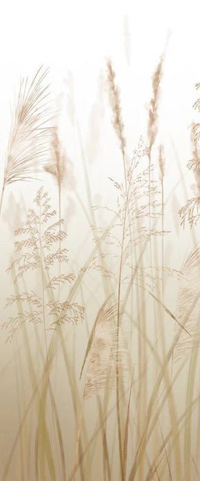 Papier peint toilette fleur des champs de blé beige