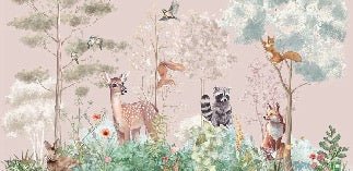 Papier peint chambre enfant nature magique rose