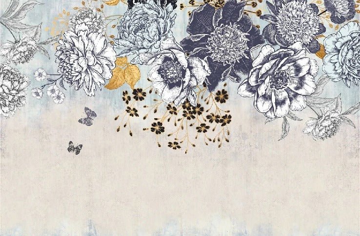Papier peint floral retro, XXL, tendance