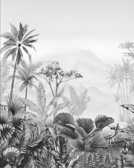 Papier peint tendance tropical noir et blanc