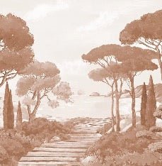 Papier peint balade dans les calanques terracotta, XXL, tendance