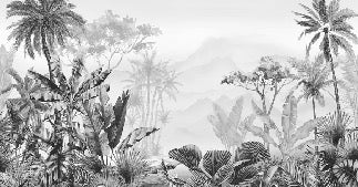 Papier peint tendance tropical noir et blanc