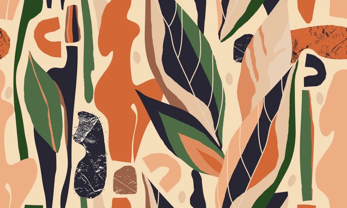 Papier peint mur végétal abstrait