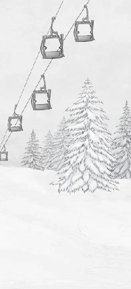 Papier peint montagne télécabine noir & blanc, XXL, tendance
