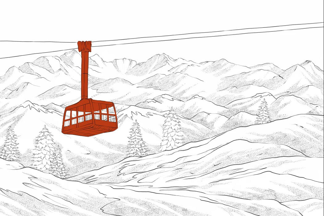 Papier peint La Plagne télécabine rouge