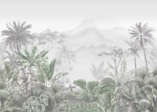 Papier peint tendance tropical vert