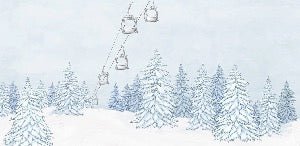 Papier peint montagnes télécabine bleu