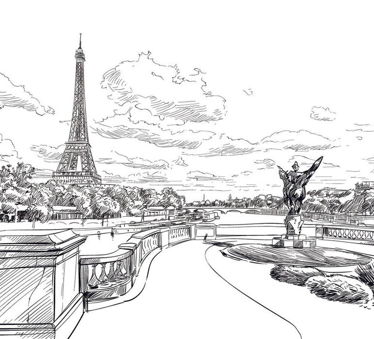 Papier peint pont Bir Hakeim vue tour Eiffel, XXL, tendance