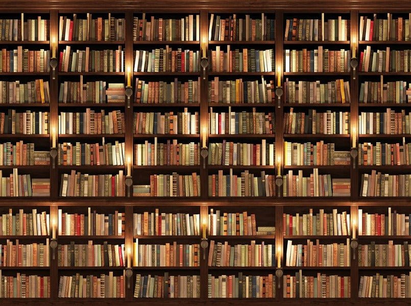 Papier peint trompe l'oeil Authentique Bibliothèque