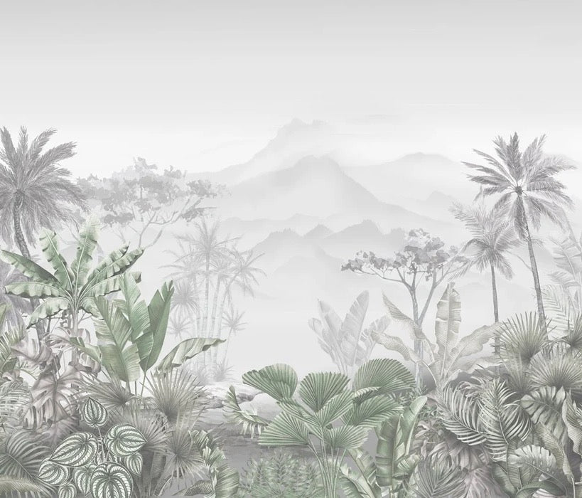 Papier peint tendance tropical vert