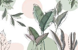 Papier peint panoramique végétal graphique vert, XXL, tendance