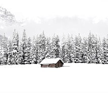 Papier peint panoramique chalet en montagne