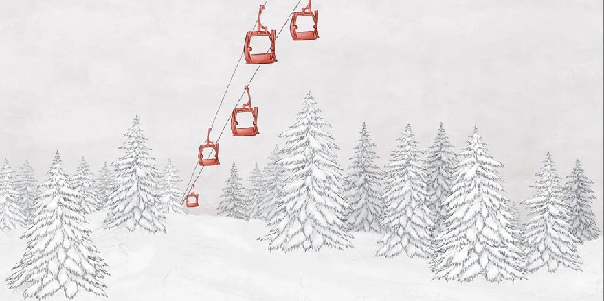 Papier peint montagne télécabine rouge, XXL, tendance
