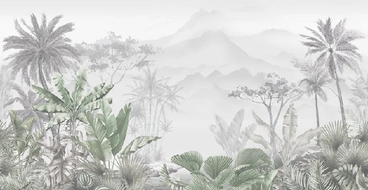 Papier peint tendance tropical vert