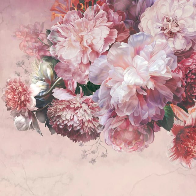 Papier peint panoramique pivoines rosé, XXL, tendance
