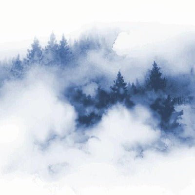 Papier peint brume des Cimes bleu, XXL, tendance