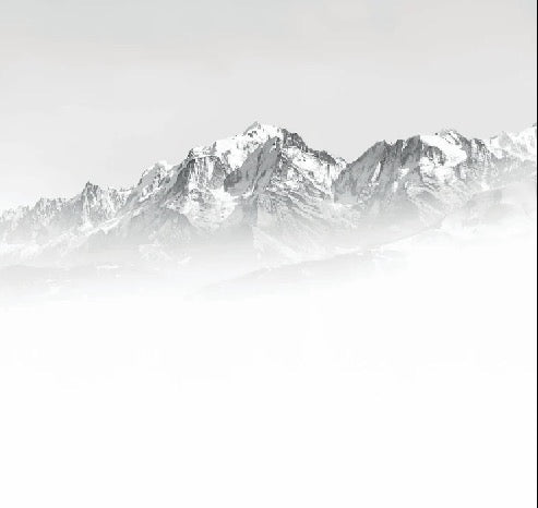 Papier peint Mont Blanc dans la brume noir et blanc