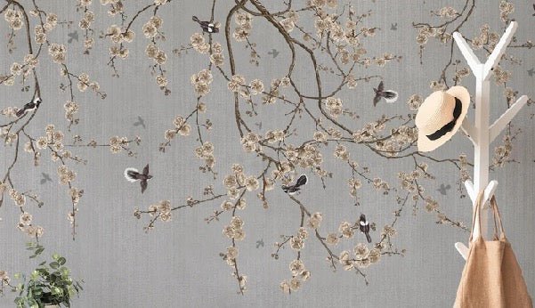 Papier peint branches fleuries