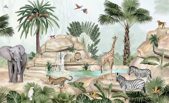 Papier peint enfant oasis animale, XXL, tendance