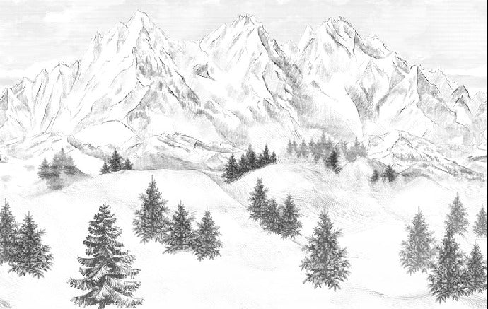 Papier peint montagne sommets de Chamonix, XXL, tendance