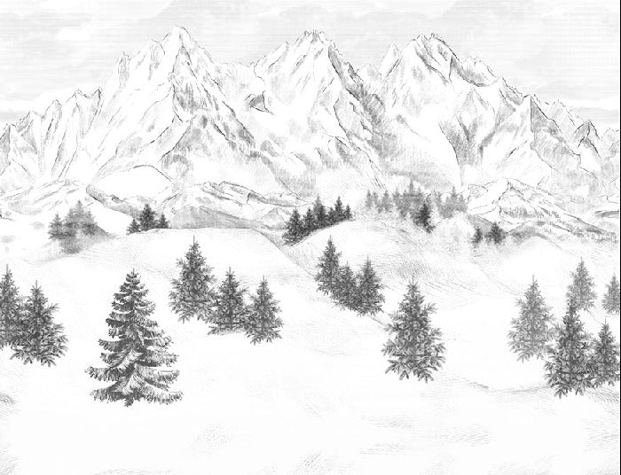 Papier peint montagne sommets de Chamonix, XXL, tendance