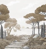 Papier peint balade dans les calanques brun